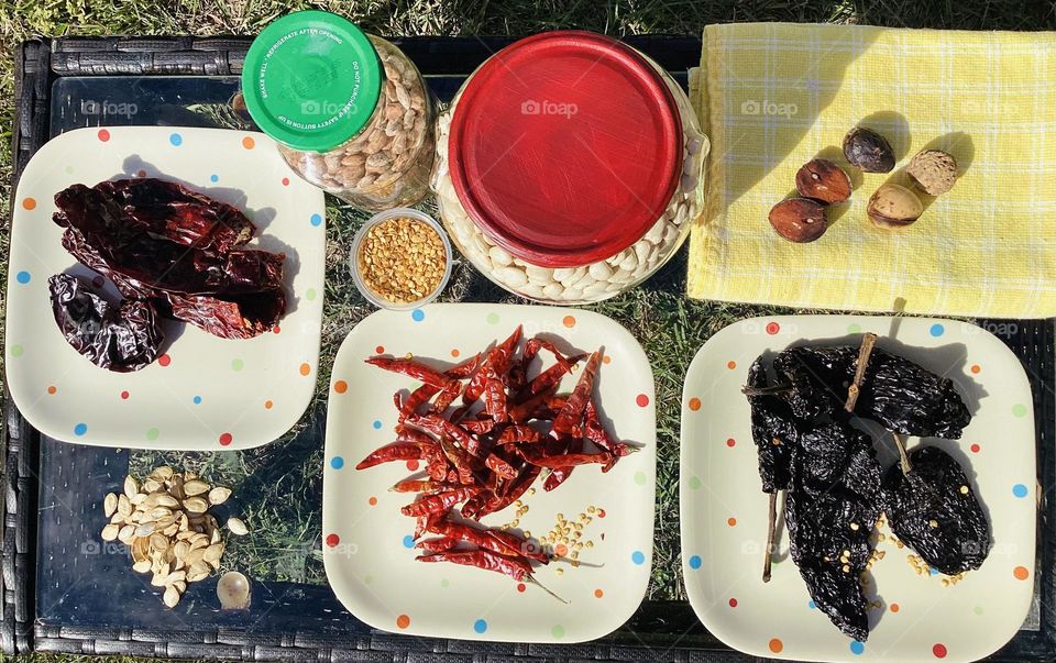 Chile rojo chile serrano frijoles semillas