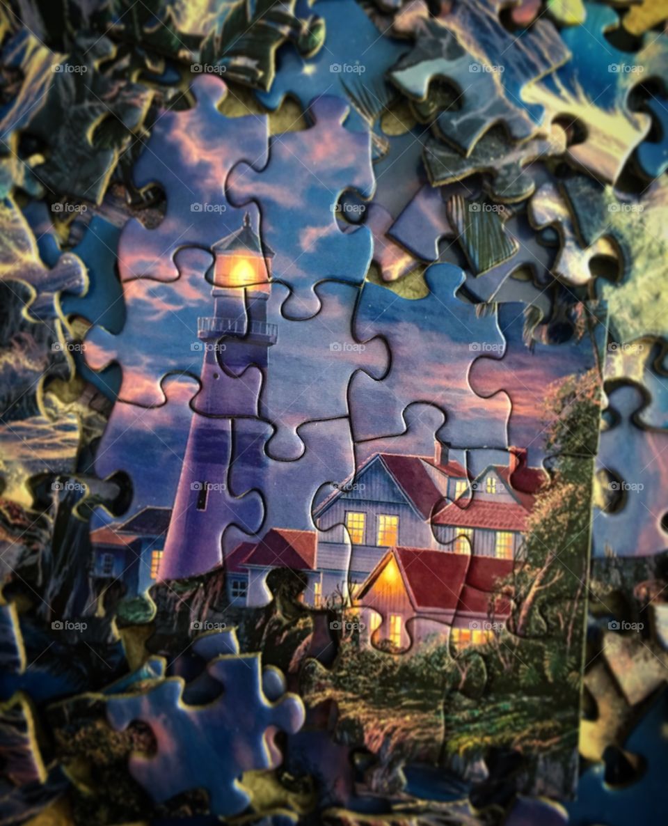 Jigsaw puzzle in progress