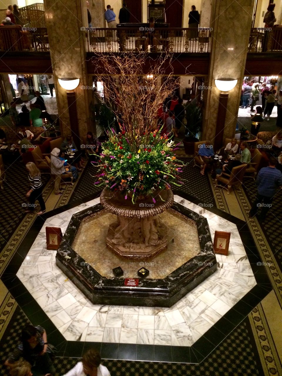 Fountain in the Peabody hotel lobby in Memphis, Tennessee 