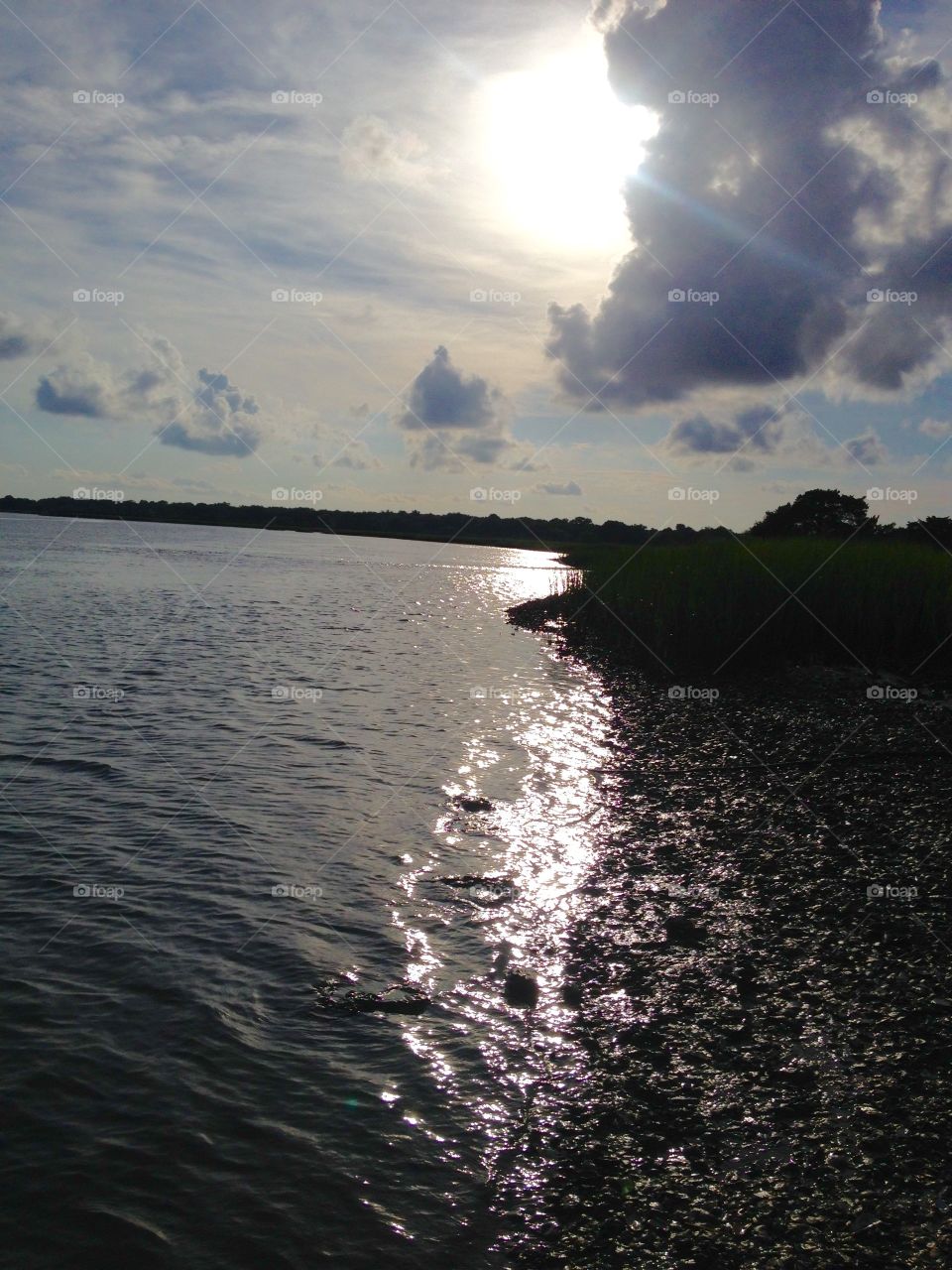 Sun setting on the creek 