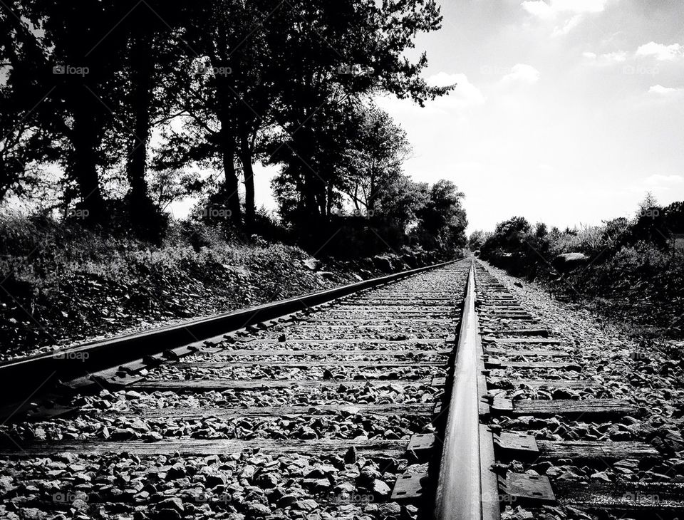 Black-and-white railroad track