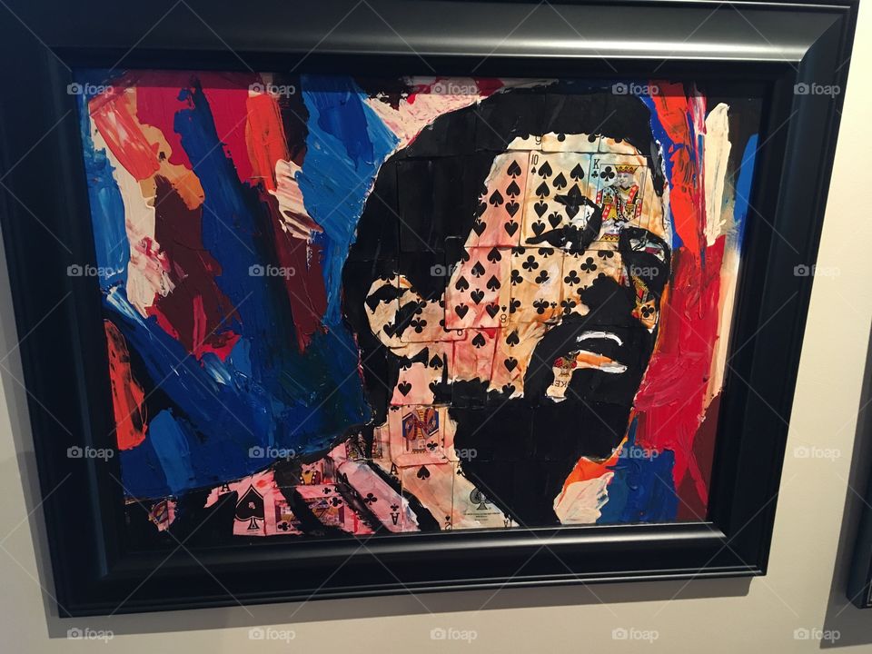 Clubs and spades painting of a face made to look like it’s made from cards! Awesome 