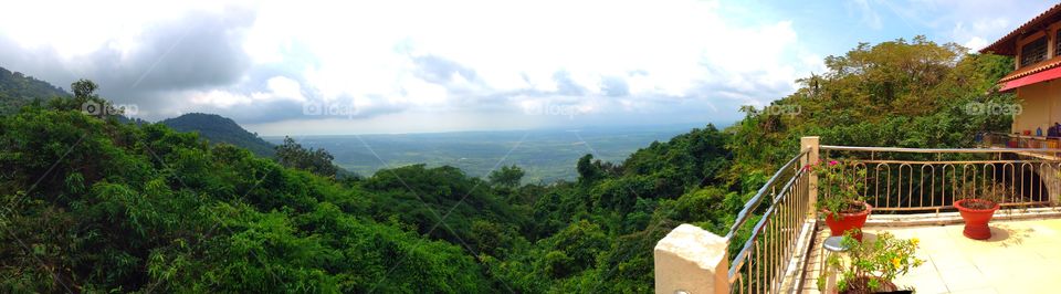 Panoramic view of tropical forest on the Ta Ku mountain in South Vietnam