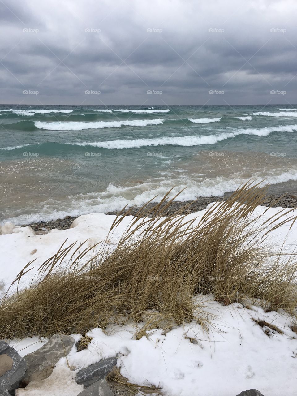 Winter beach, Lake Michigan 
