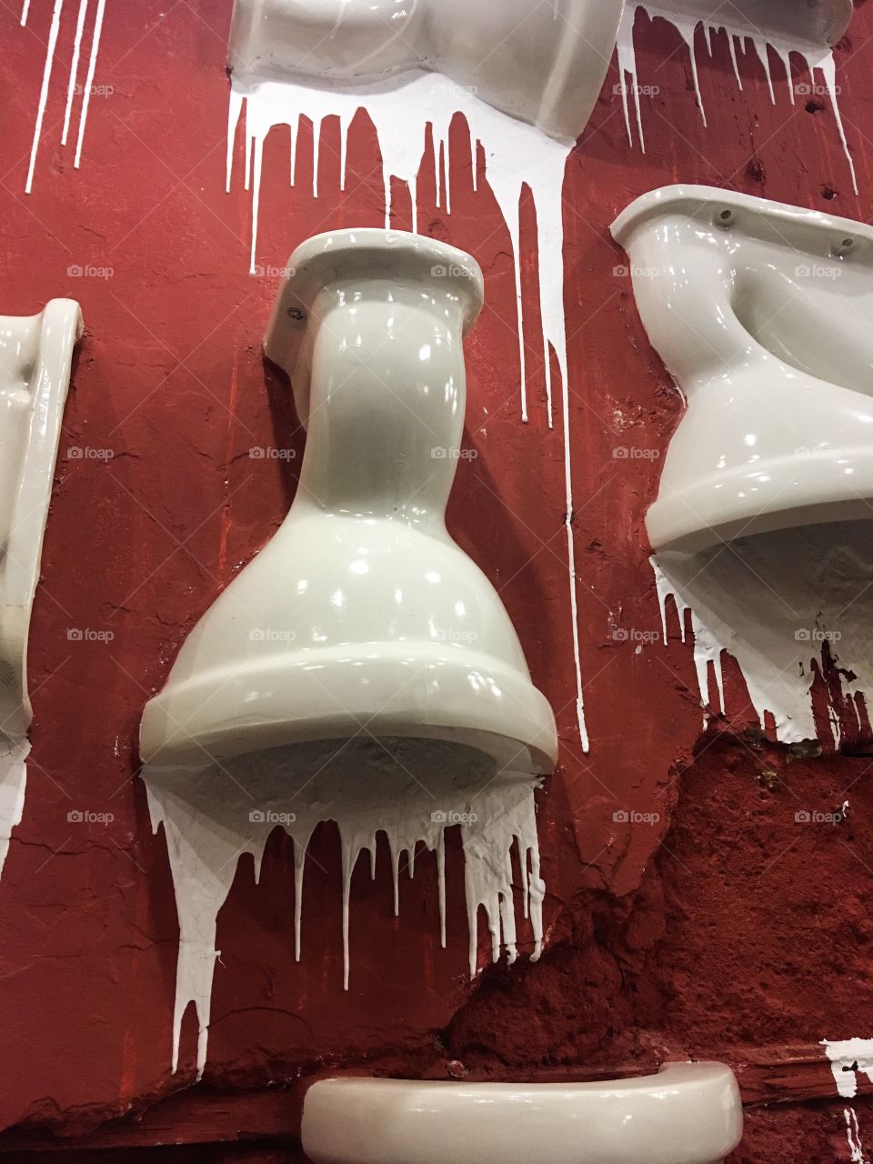 The ceramic toilet pan as an art decoration. 