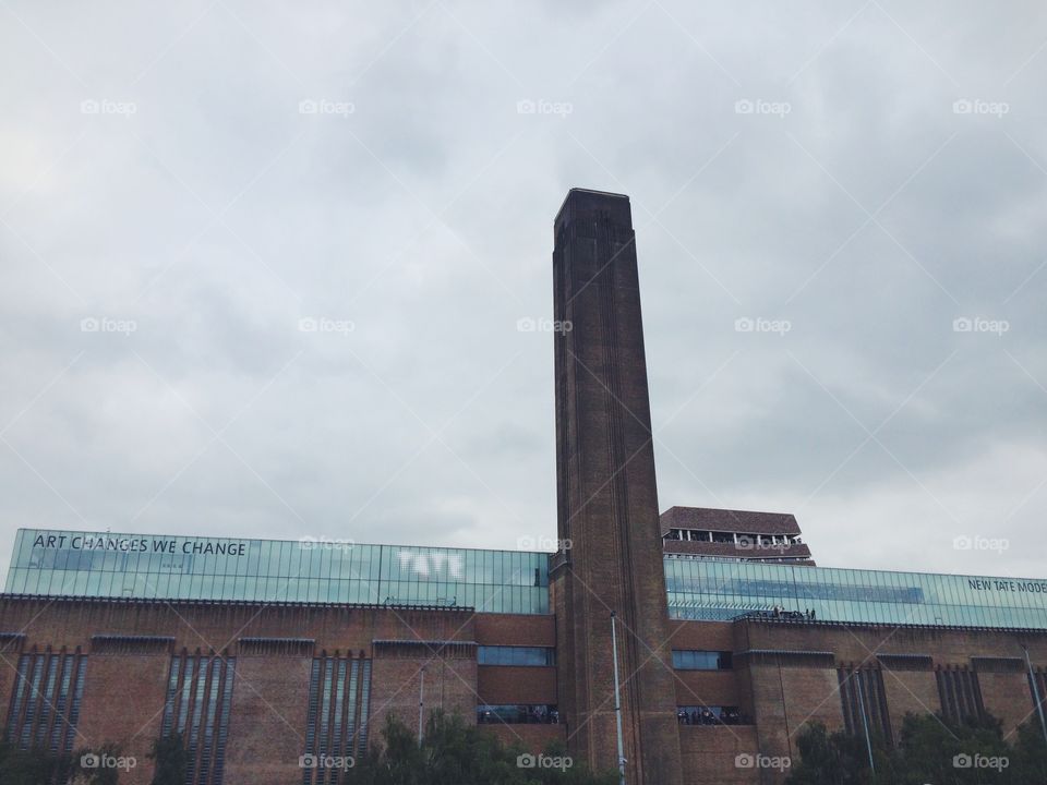 Cloudy day view of the Tate modern art museum in London 
