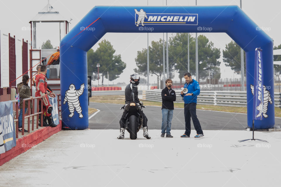 Motorbike rider ready to race