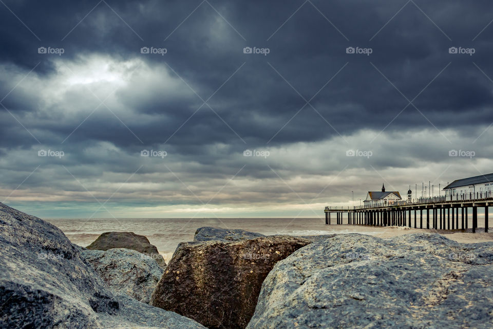A gloomy day at Southwold beach.
