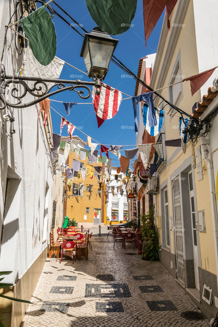 Typical street in Silves, Algarve, Portugal