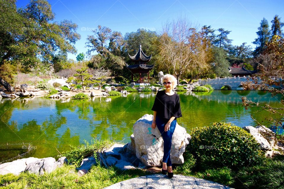 Girl in the Japanese garden