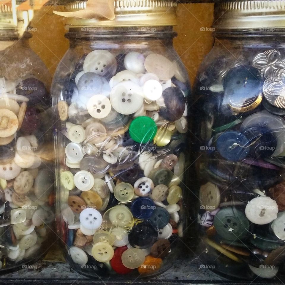 Glass Jars filled with Antique buttons