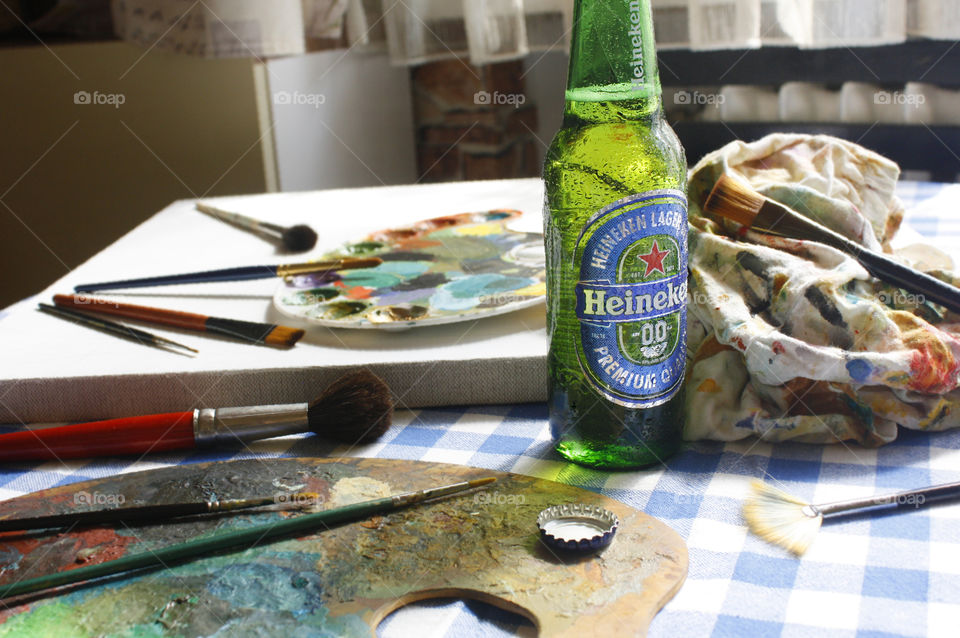Painting and drinking beer 01