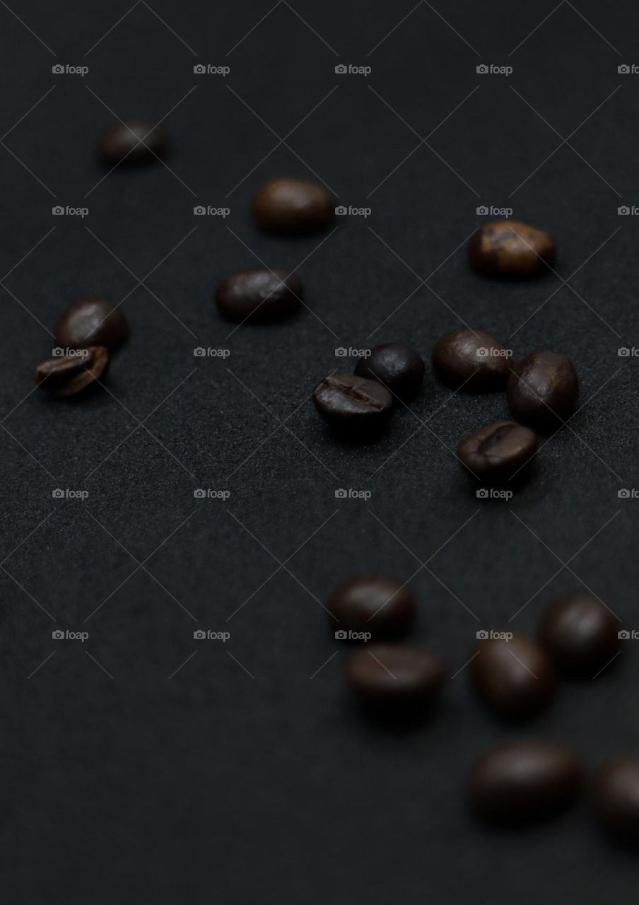 coffee beans on black background