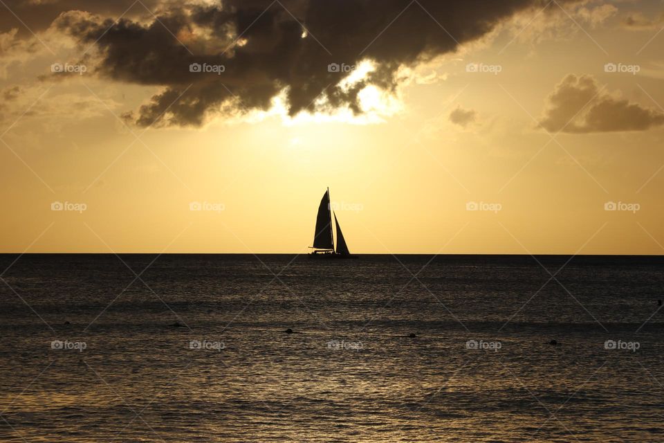 sailing at sunset