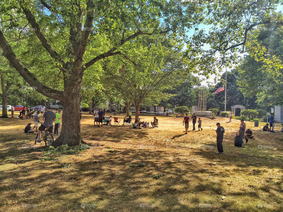 View of park in city