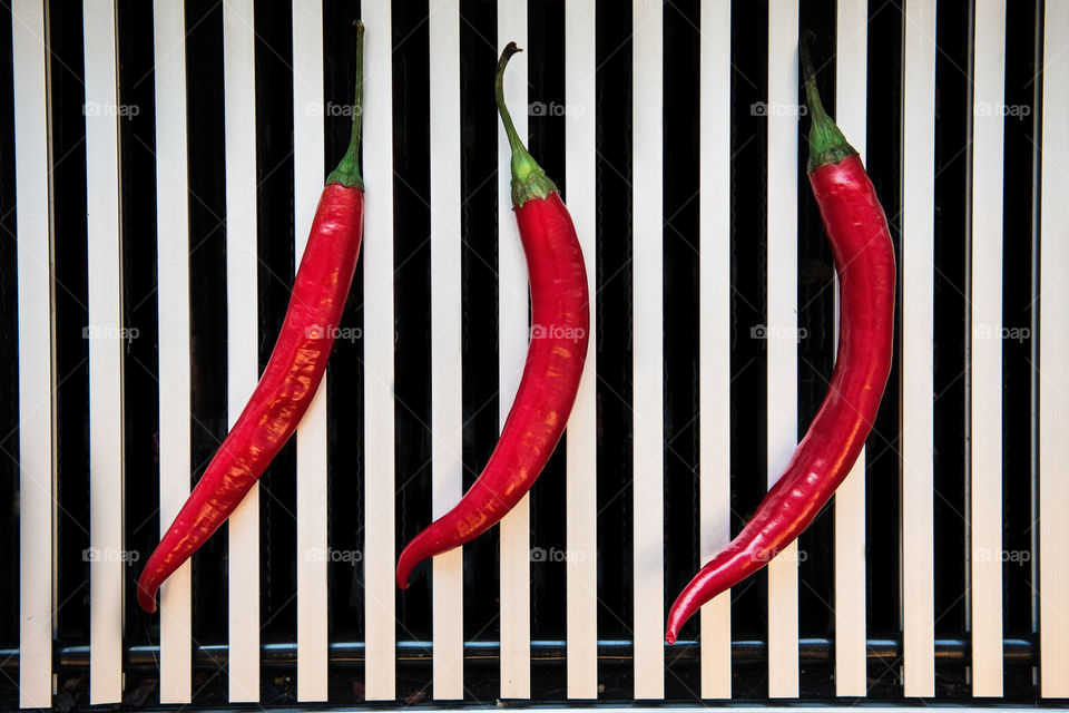 Closeup of red hot chili peppers