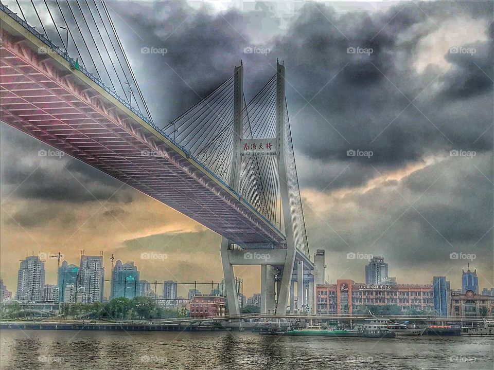The Nanpu Bridge and the Clouds... storm coming... 