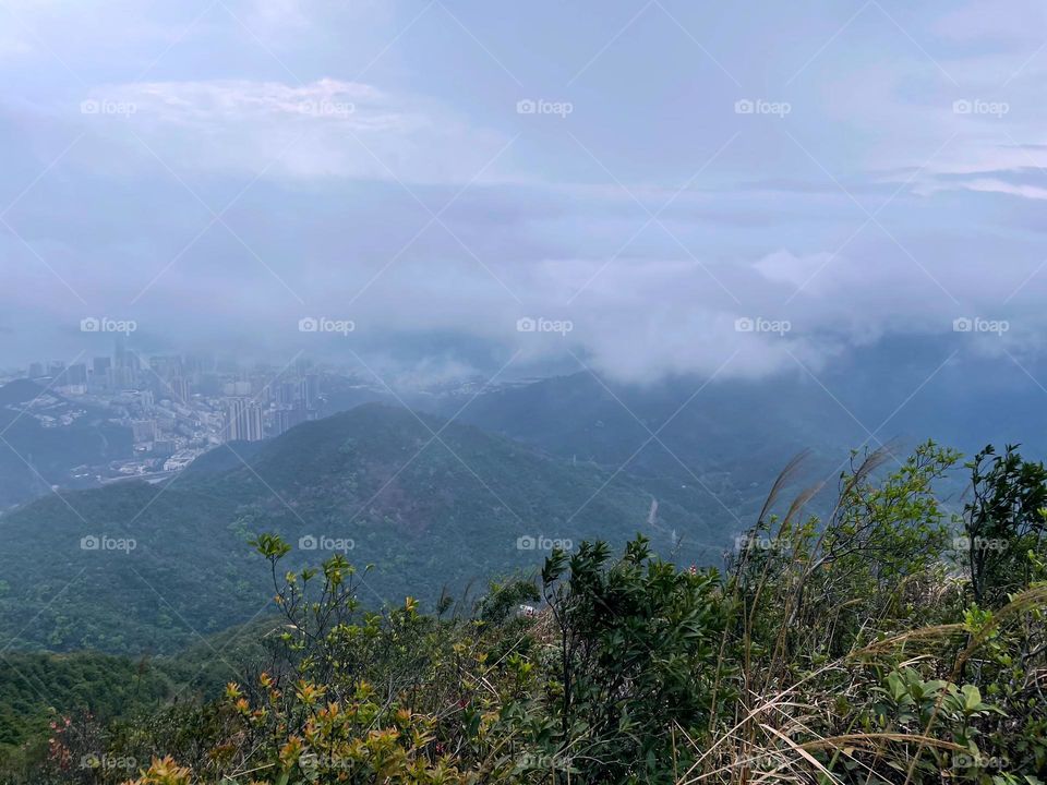 surrounded by clouds