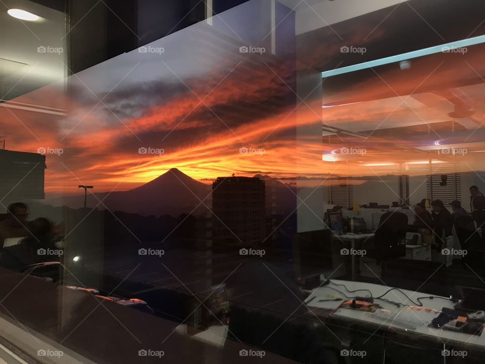 Volcano sunset dril the office 