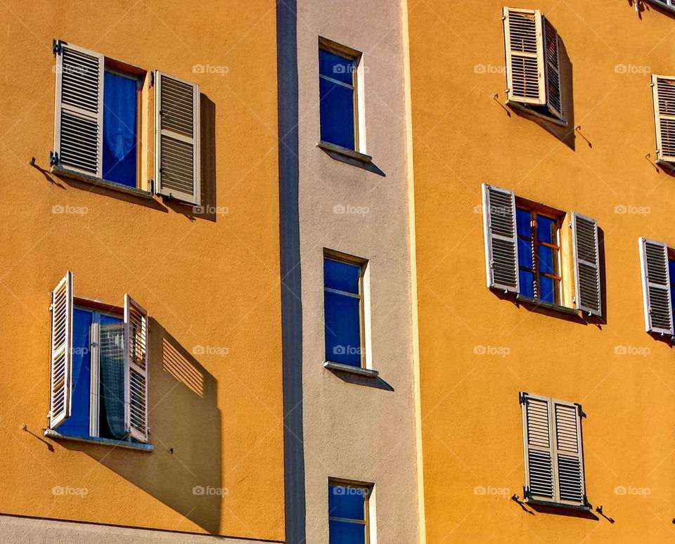 windows, facade, building, outdoor, colors, yellow, open