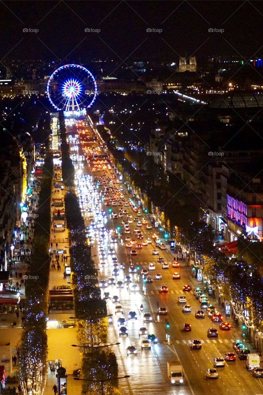 View of the Champs-Elysees from the Arc de  Triomphe, Paris
