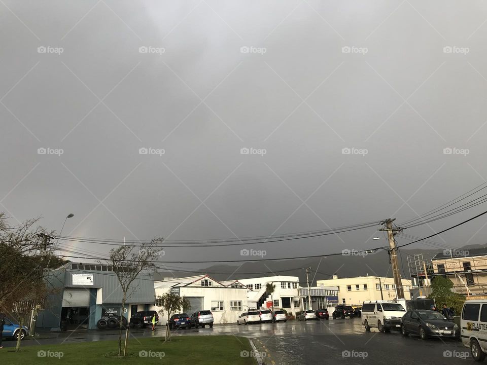 Dark, Cloudy, Gloomy Street in Central Lower Hutt.