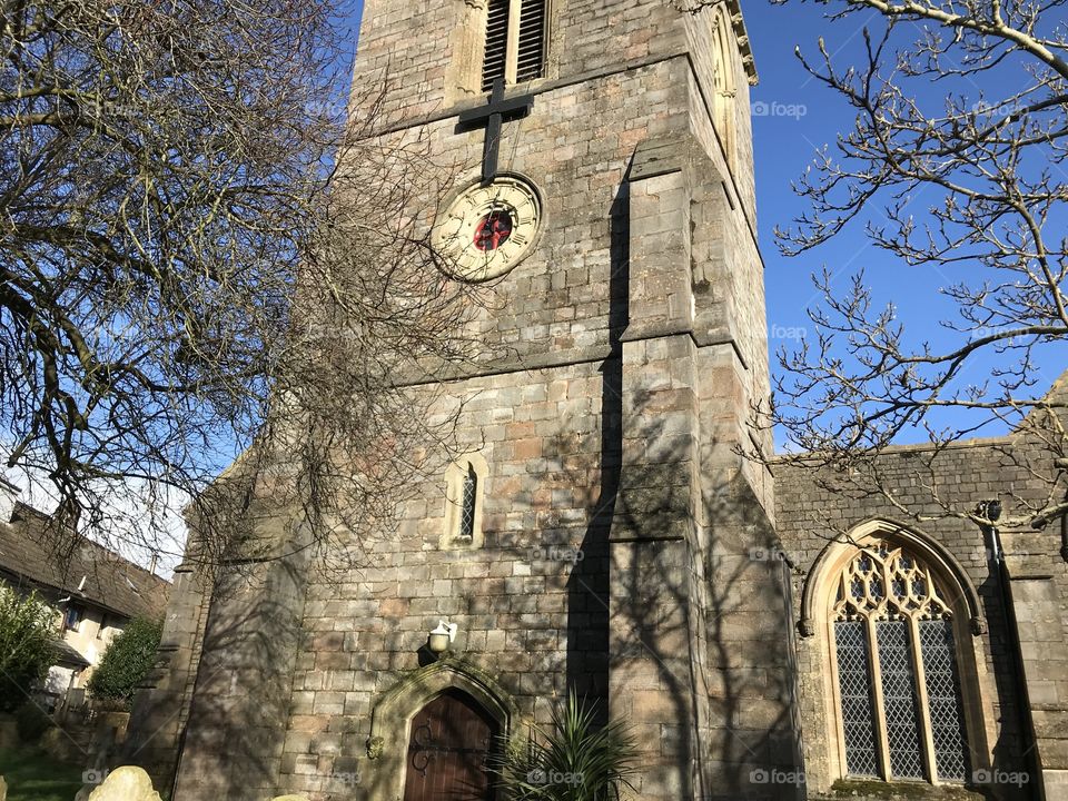 Village church clock face.