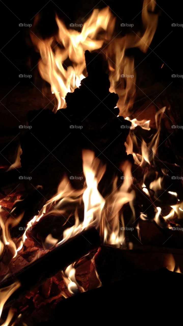 close up picture of campfire flames