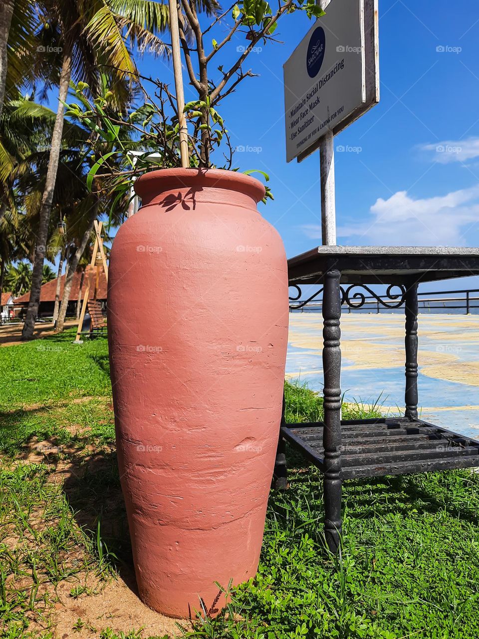 A clay pot in the beach