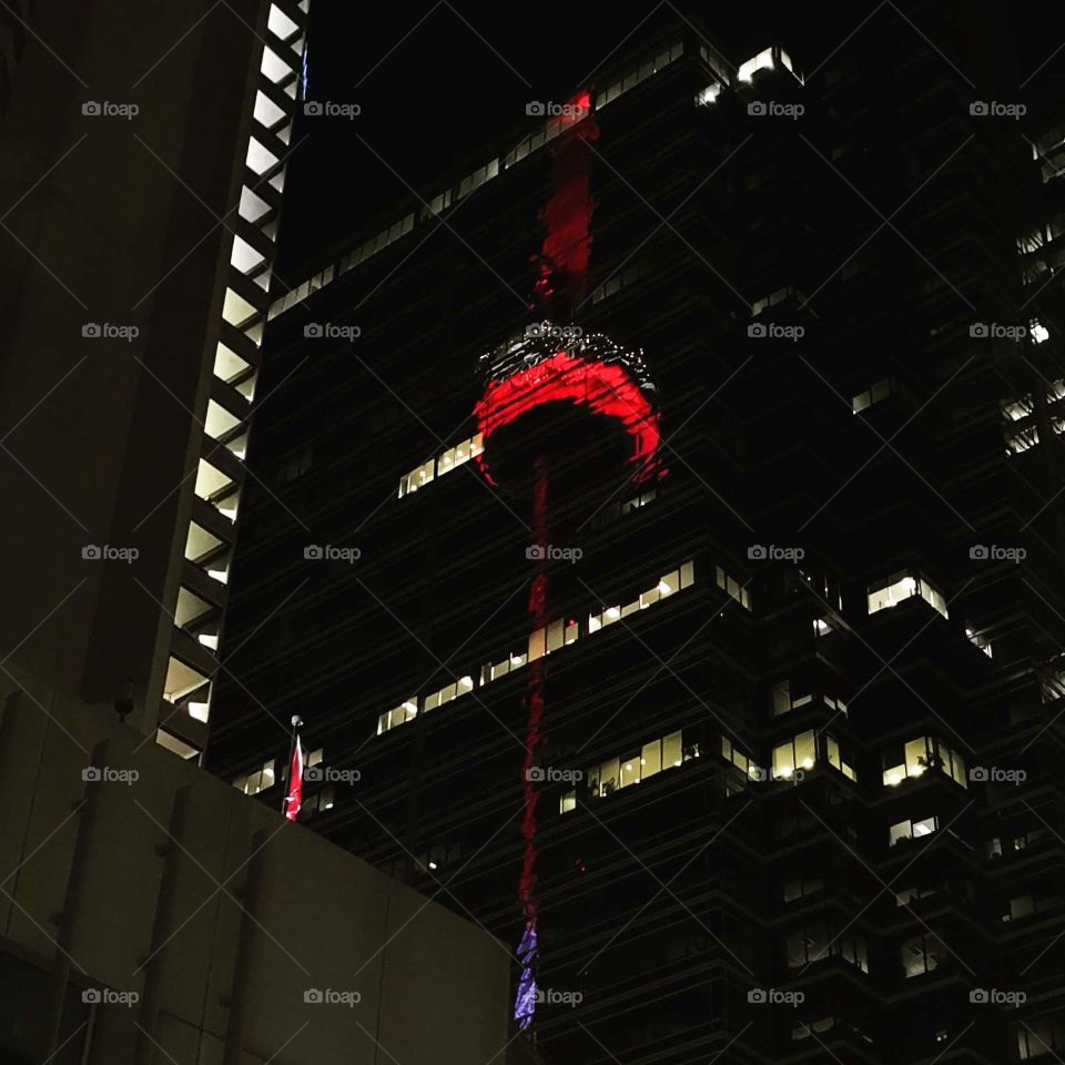 Reflection of our beautiful cn tower in our beautiful city Toronto