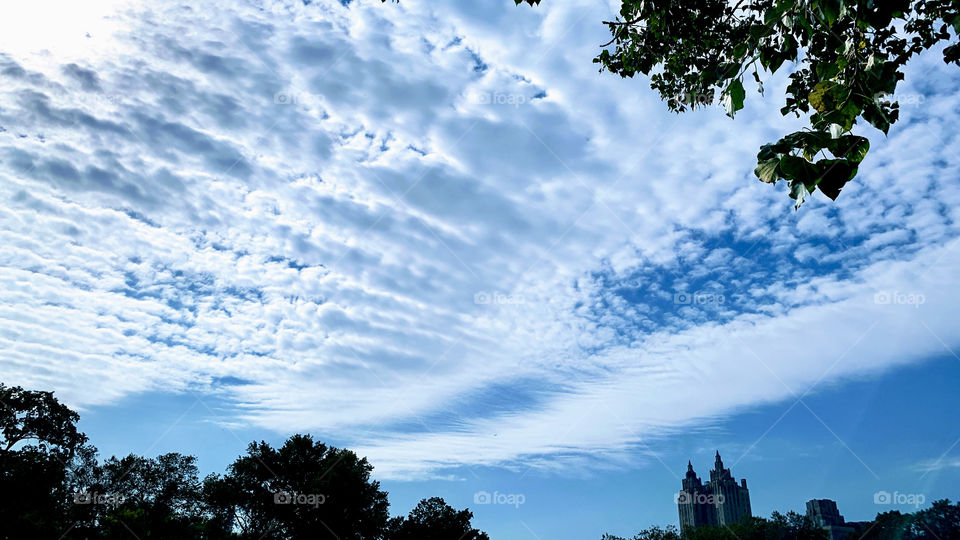 Beautiful clouds with blue sky, sunny day, good weather . Wavy, texture, heaven’s beauty.