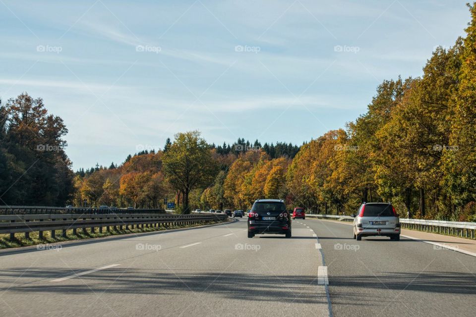 Driving on the autobahn in fall 