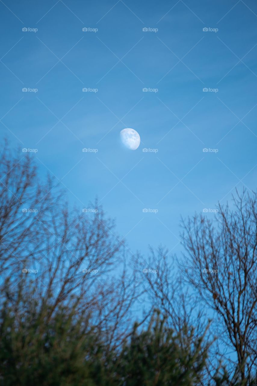 Moon during sunset