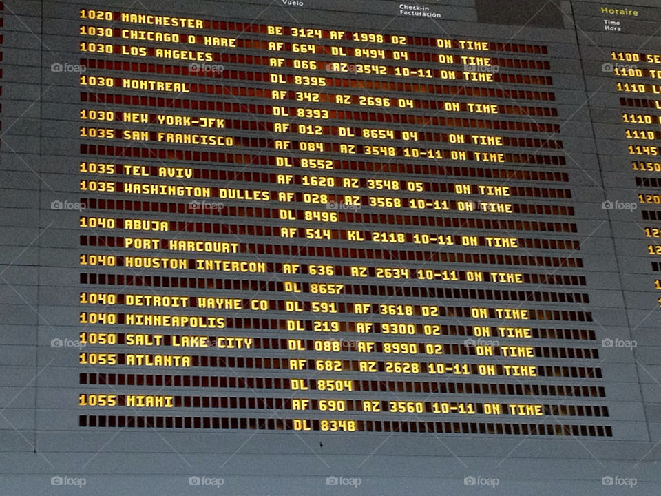 Departure screen at the airport