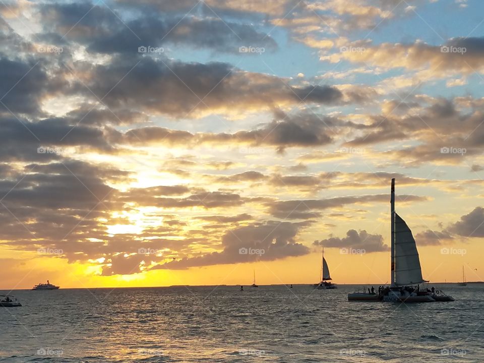 Sailboat Sunset in Key West