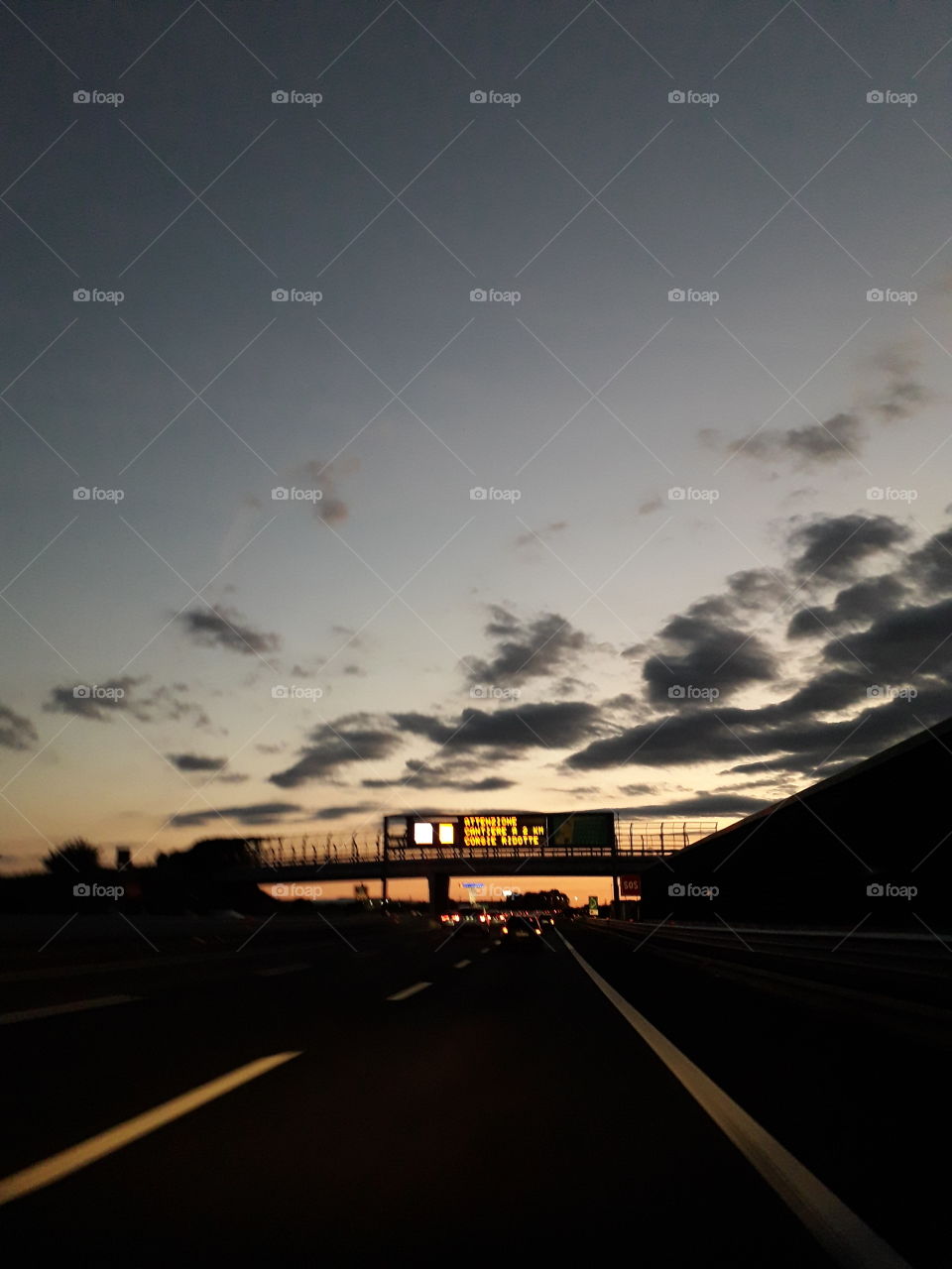 sunset on the highway