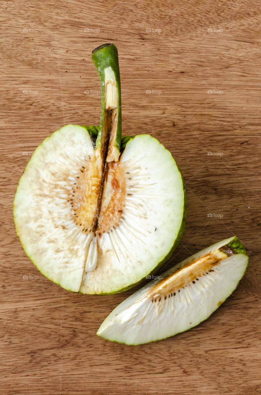 Cut Unripe Breadfruit