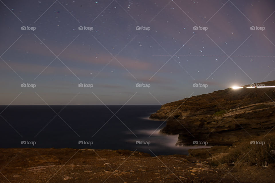 View of sea against sky at night