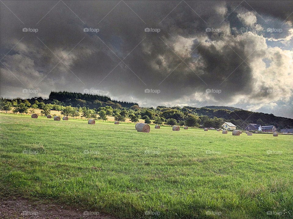 sky field grassland clouds by apeksa