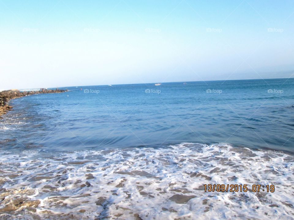 blue sky and many foam