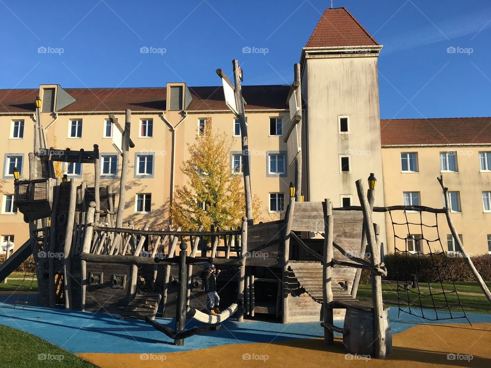 Wooden pirate boat playground