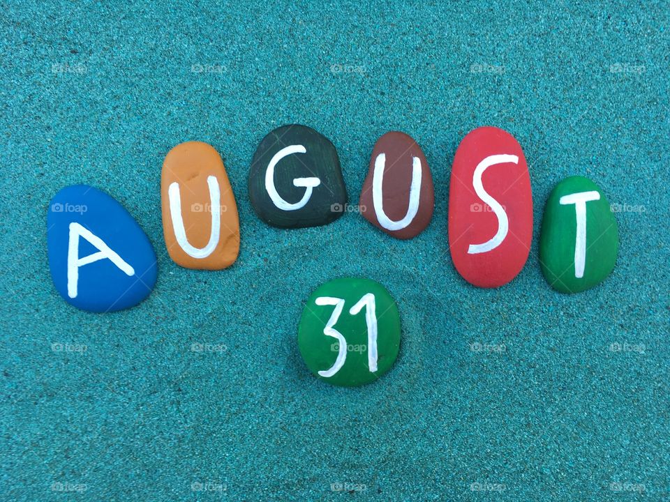 31 August, calendar date on colored stones 