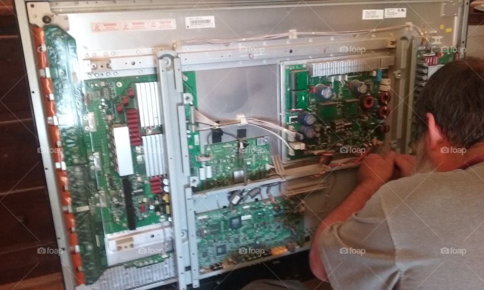 working on electronics