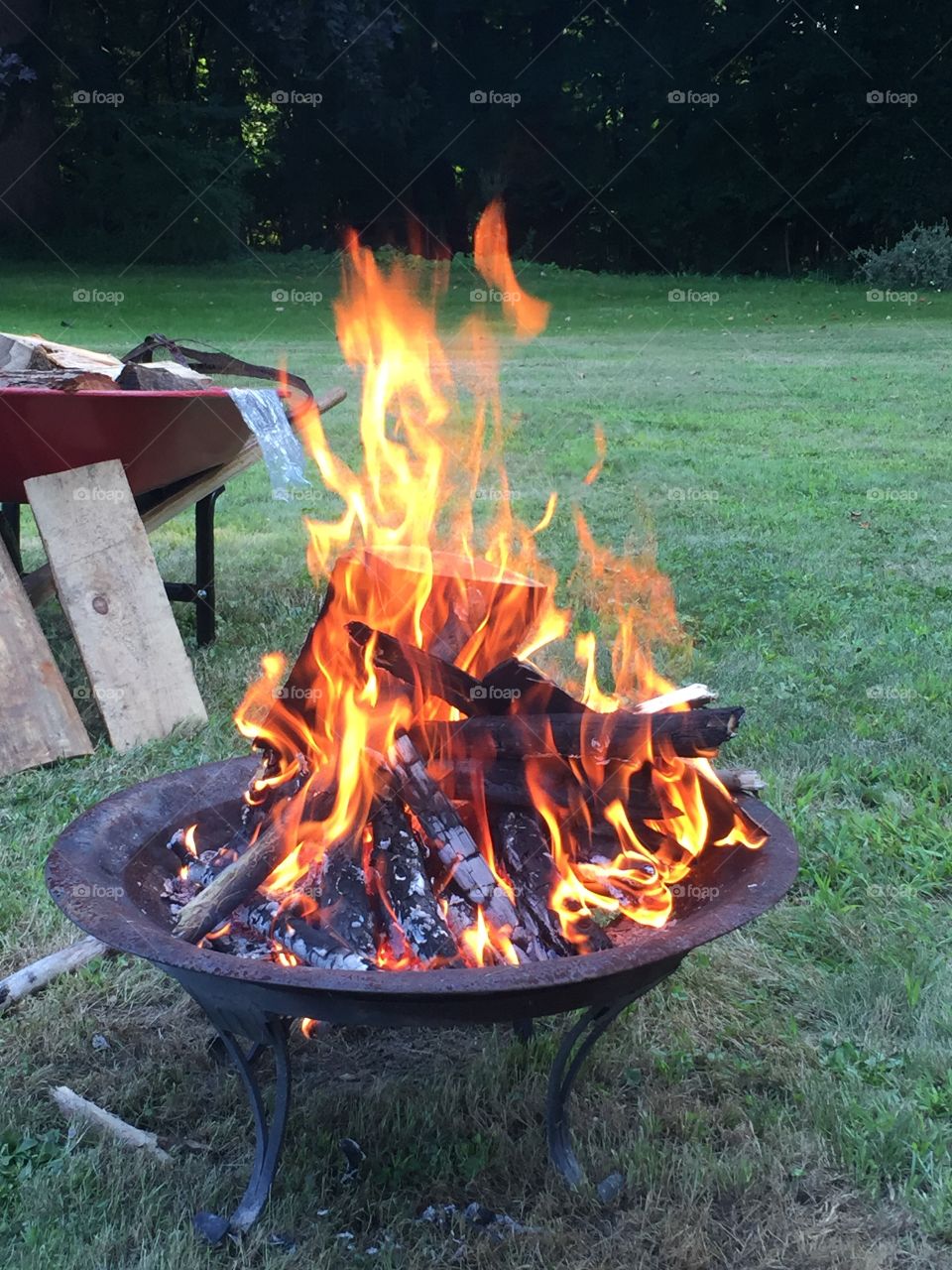 One of the last fires for this home fire pit 