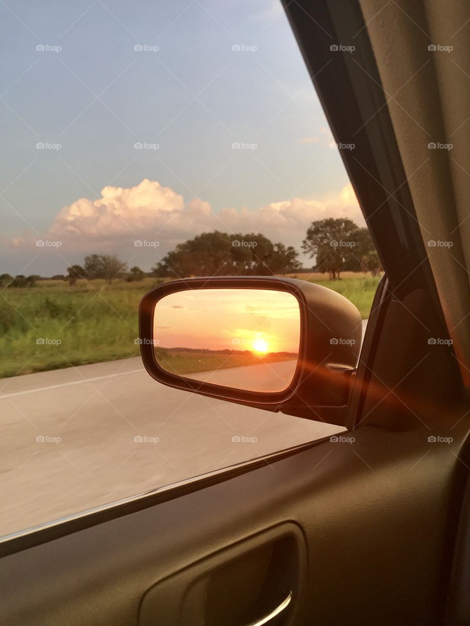 Sunset in rear view