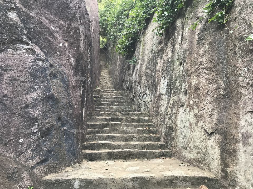 Stone stairway builded by the kings. Maligathanna - Kings Temple.