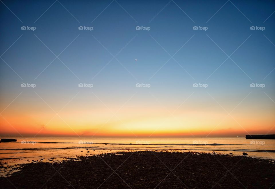 Twilight sky in sunrise moment at Beach in Thailand 