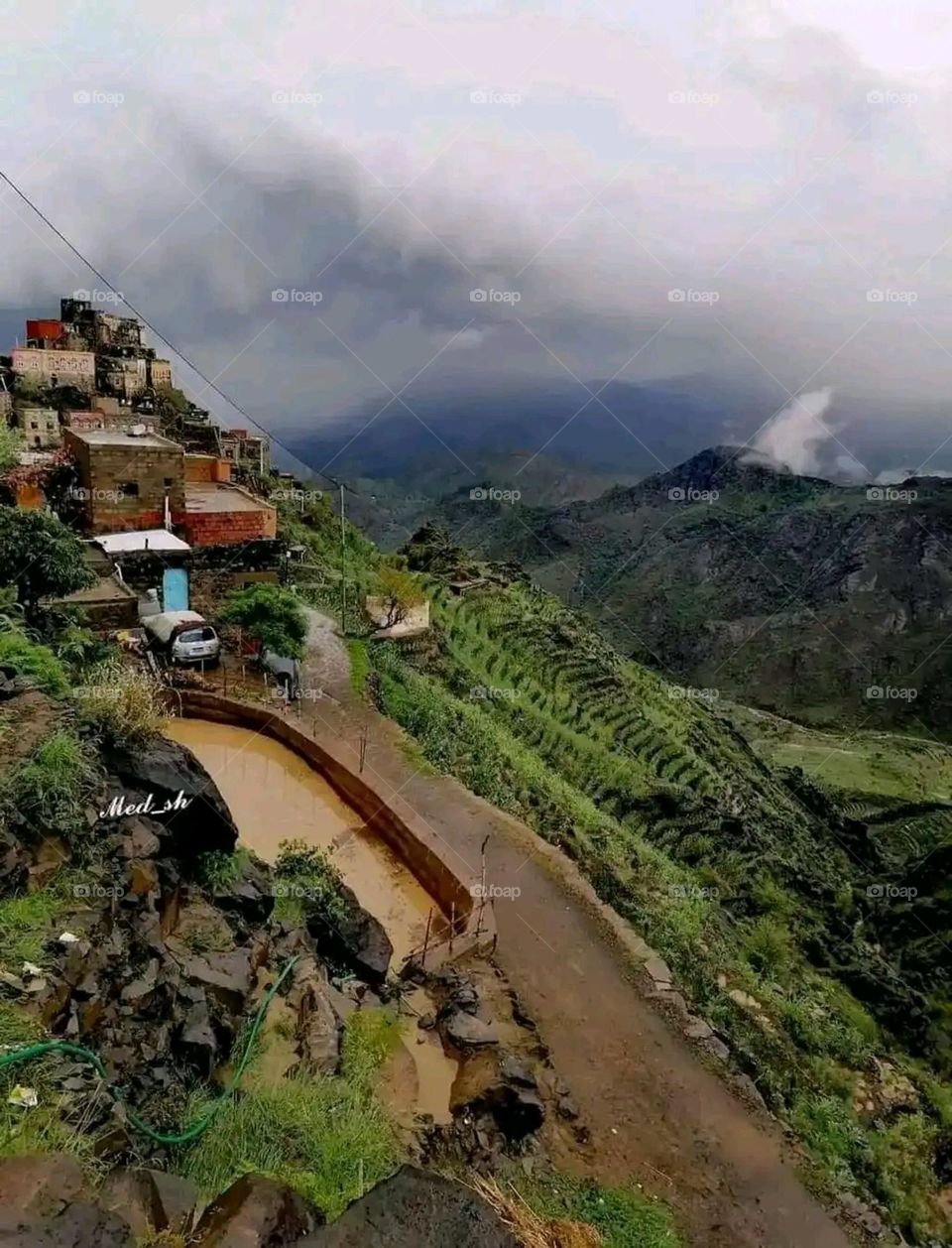 Glory be to God, the magnificent and picturesque view and the natural green trees are a view that is nothing more wonderful than it