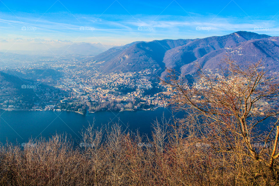 Morning at the top point at Lake Como in winter days.