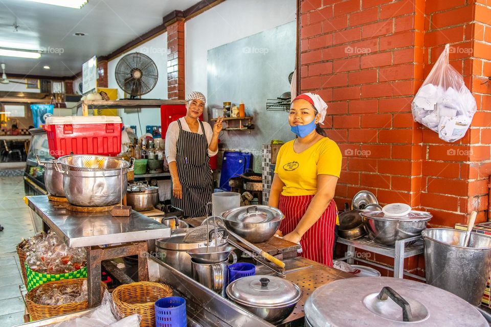 One Moment at a Thai Street Restaurant in Sriracha District Chonburi Thailand Southeast Asia